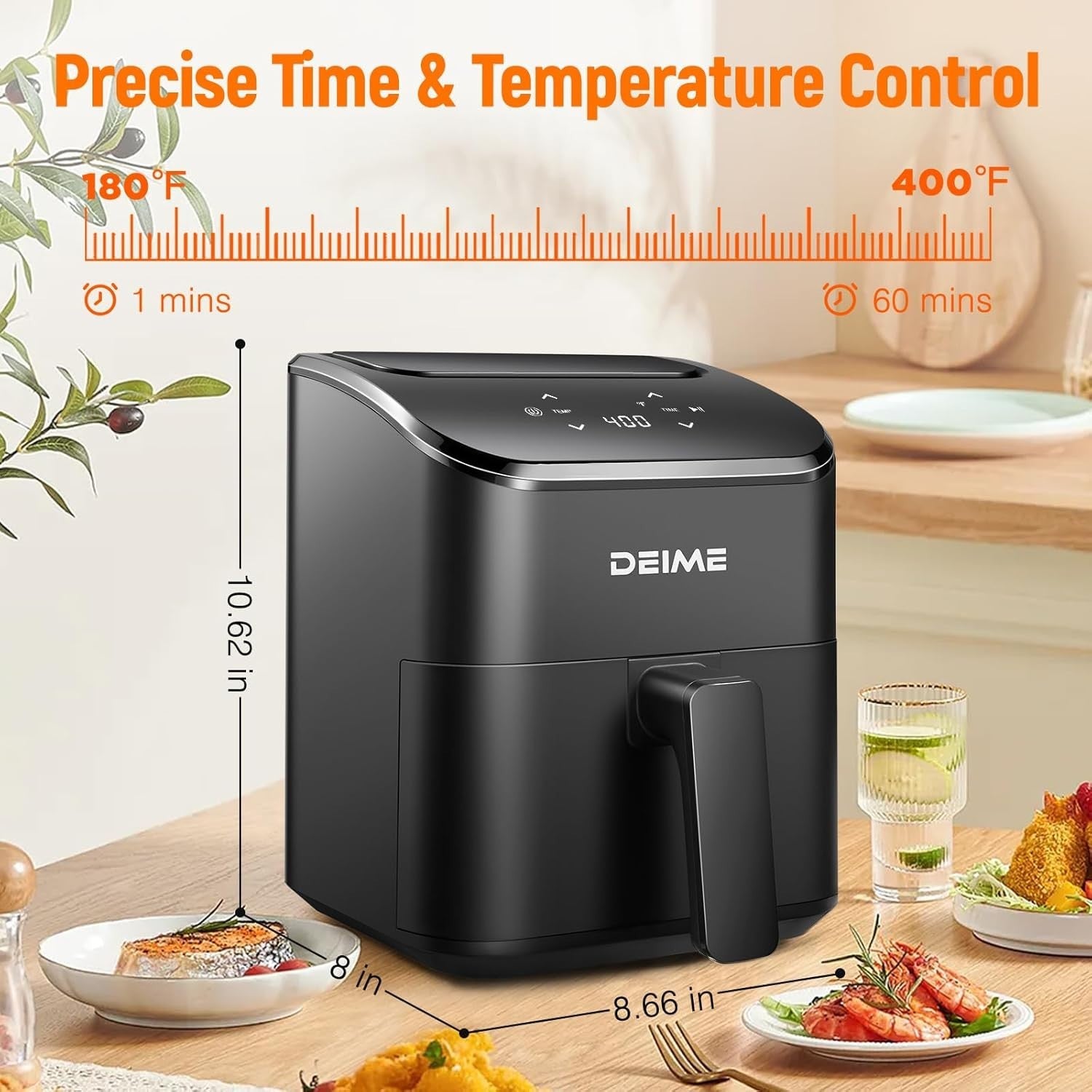 Compact Digital Air Fryer 2.8QT Mini Quiet Space Saving Touchscreen