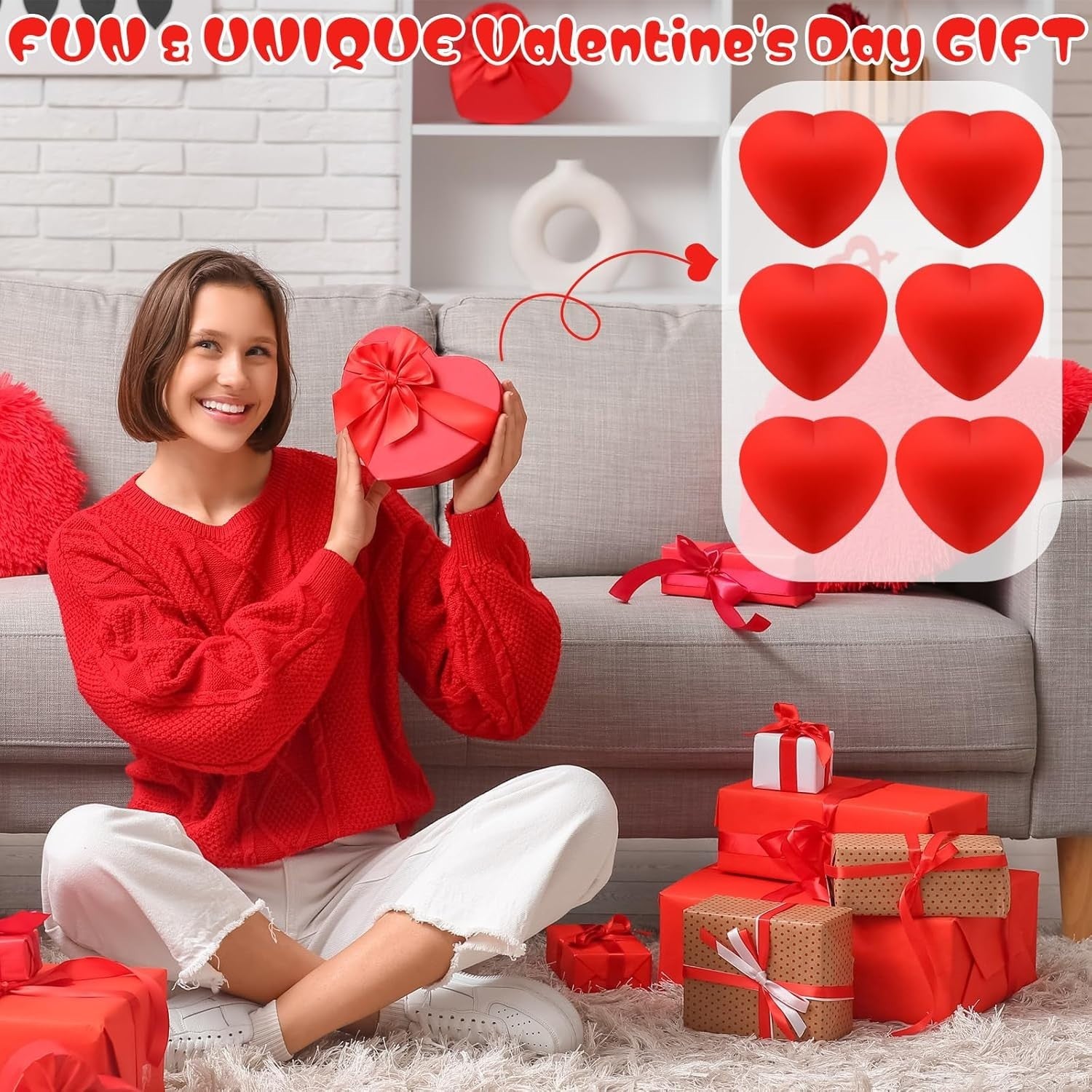 36 Pack Mini Red Heart Stress Balls Valentine Fidget Toys Party Favors