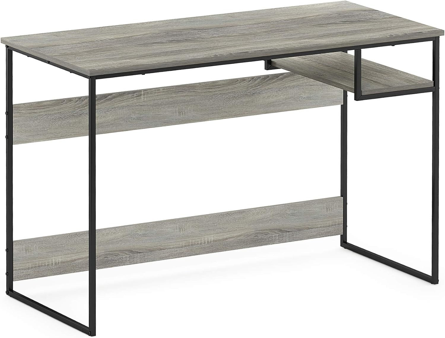 Rustic Oak Grey Study Desk with Shelf 114x51x75cm Home Office Computer Table