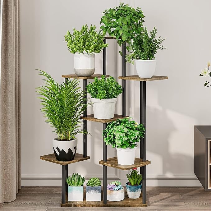 AZERPIAN Plant Stand 7 Tier Indoor Metal Flower Shelf for Multiple Plants Corner