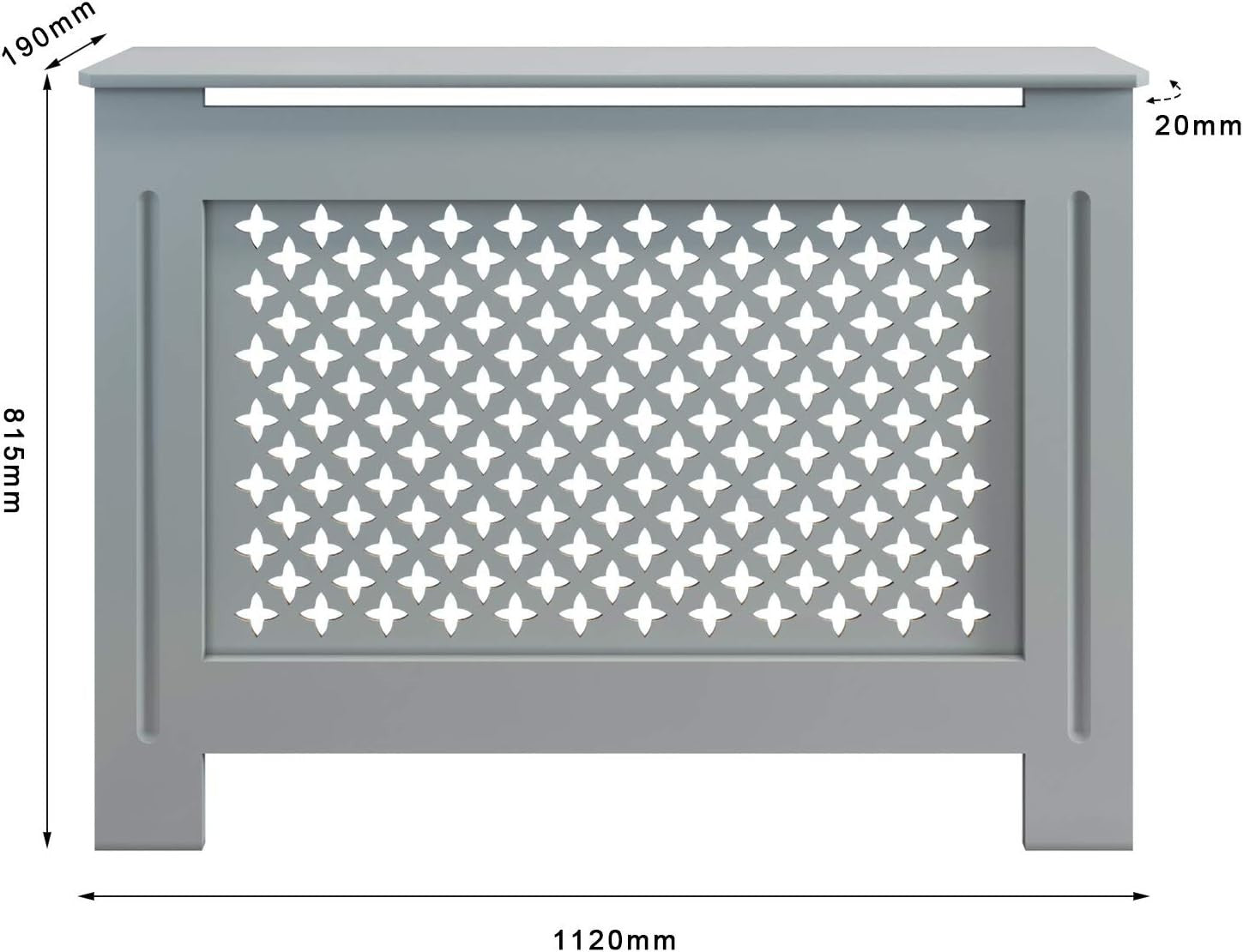 White Radiator Cover Cabinet Medium MDF Cross Slat Modern Shelf Unit