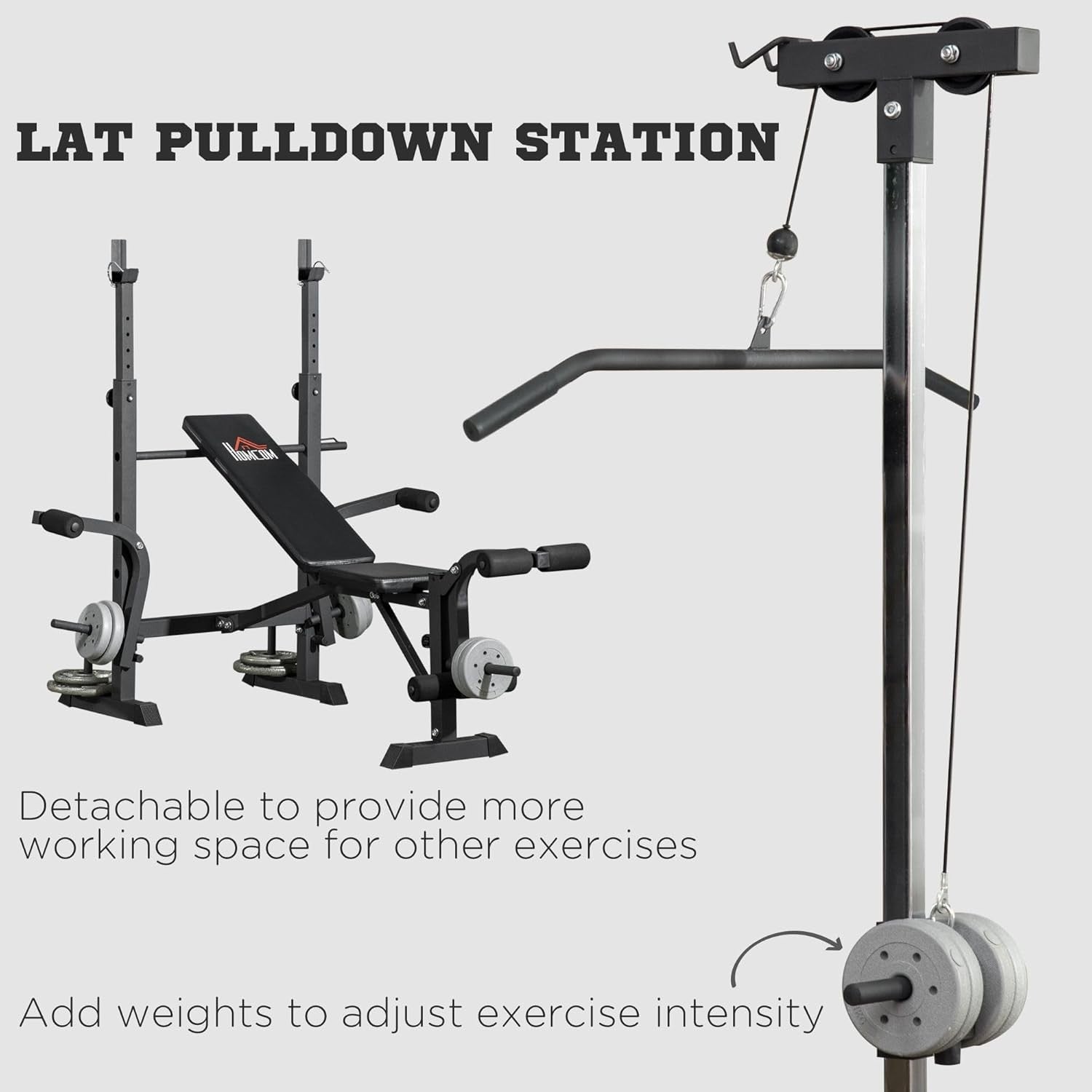 Adjustable Weight Bench Home Gym Set Squat Rack Pulley System