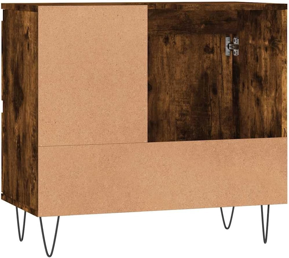 Smoked Oak Bathroom Vanity Cabinet 65cm Under Sink Storage Unit Cupboard Drawers