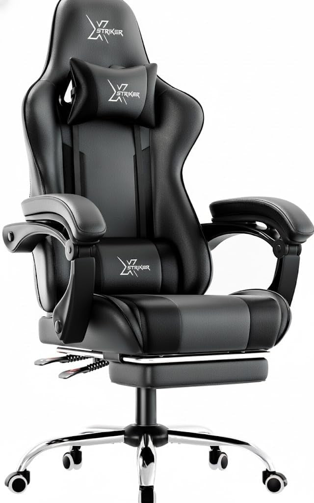 Ergonomic Gaming Chair Reclining Office Chair w/ Footrest Black