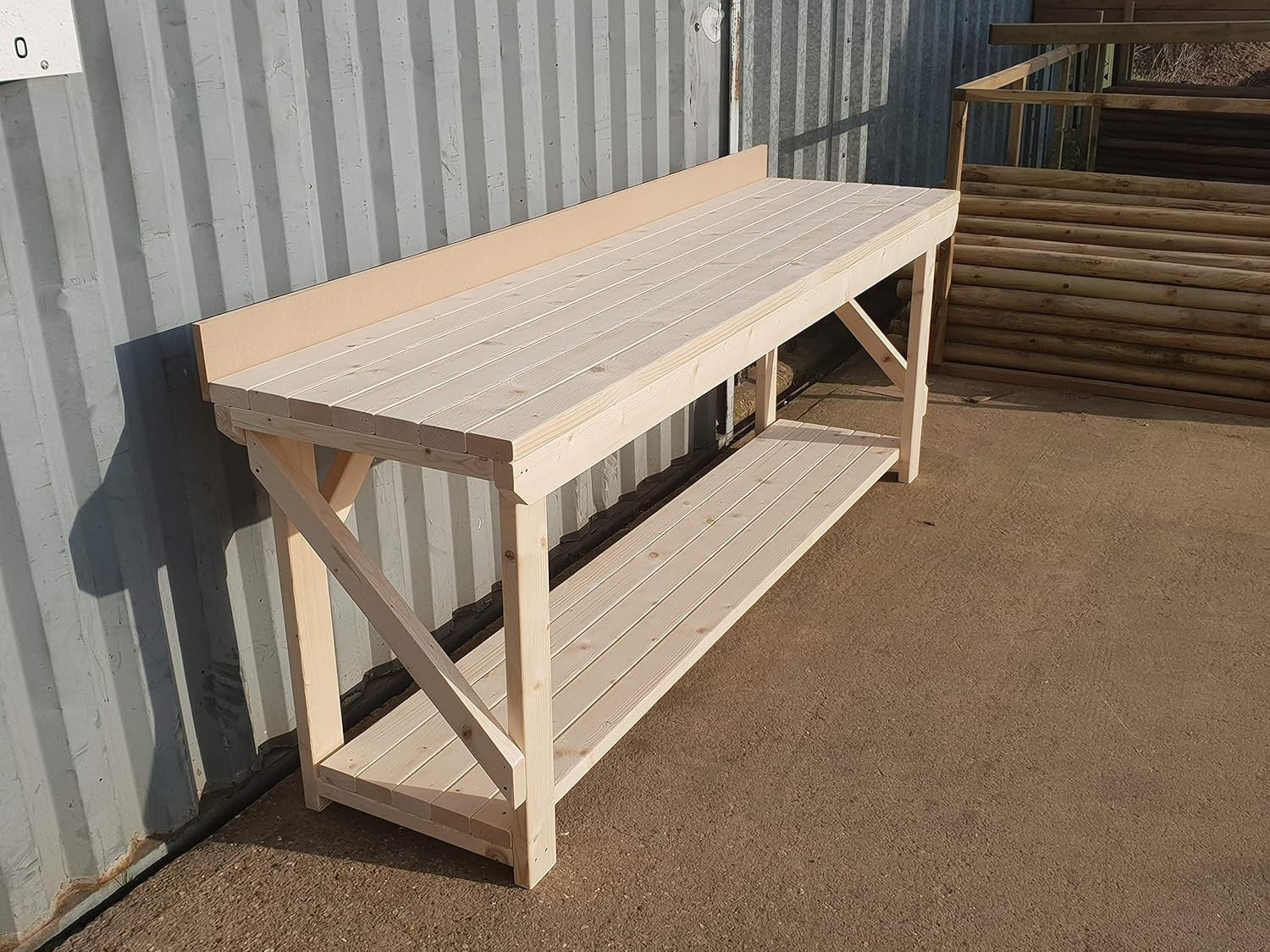 7ft Heavy Duty Wooden Workbench with Rear MDF Upstand – Premium Timber Table