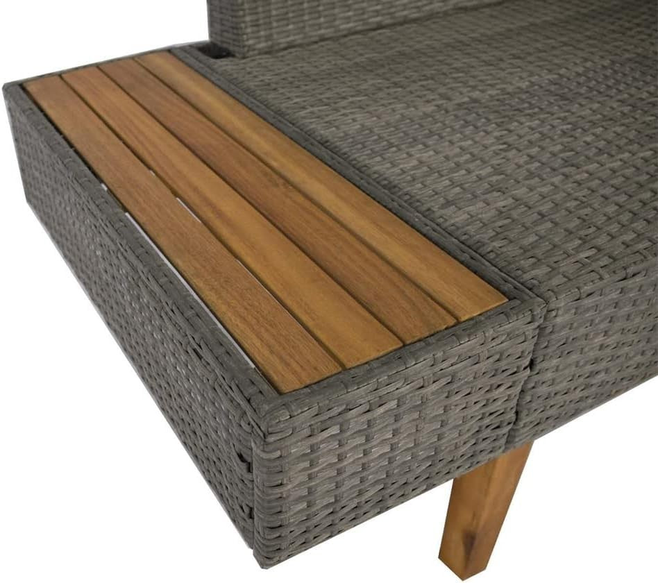 4 Seater Rattan Garden Sofa Set with Built-in Side Table & Coffee Table