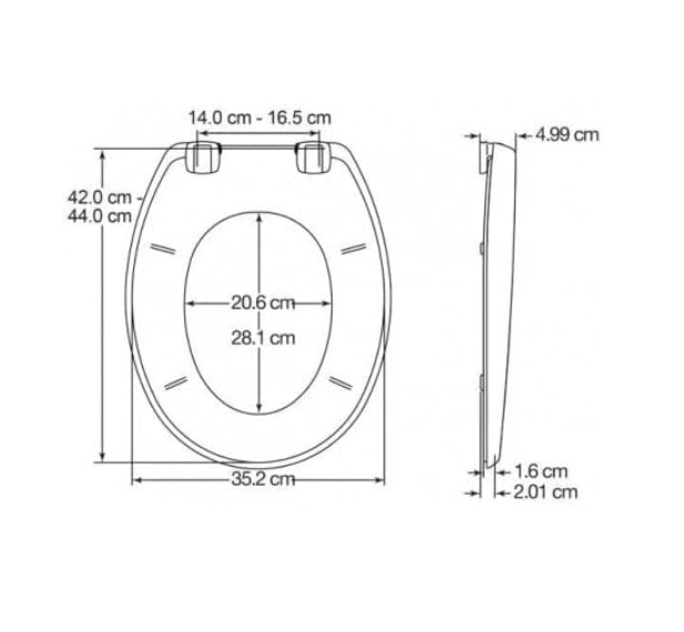 White Toilet Seat Modern Thermoplastic Plastic Hinges Universal Fit