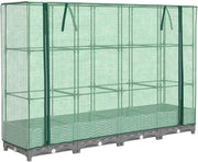 Extra Large Light Grey Rattan Look Raised Garden Bed with Greenhouse Cover