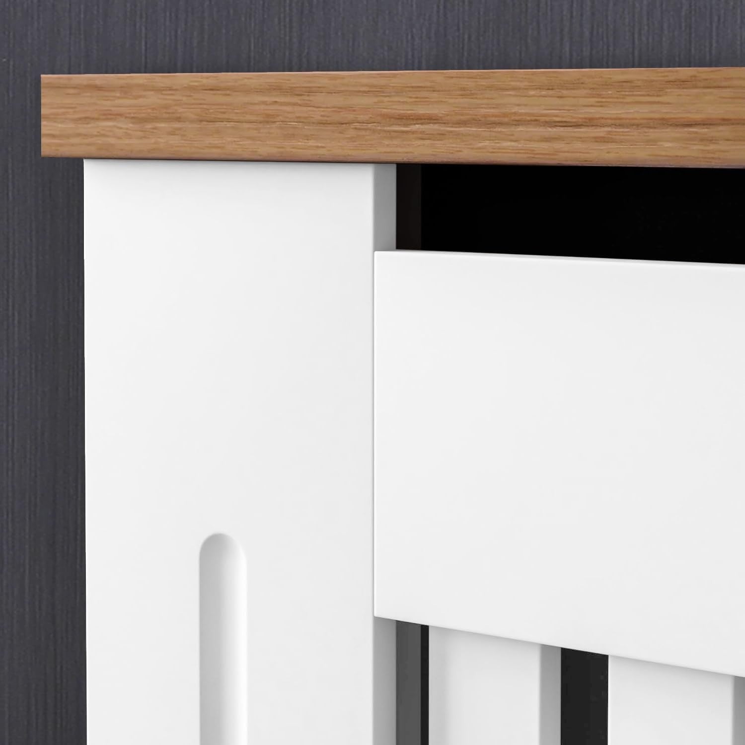 Extra Large White Radiator Cover MDF Cabinet | Modern Vertical Slat Heater Guard