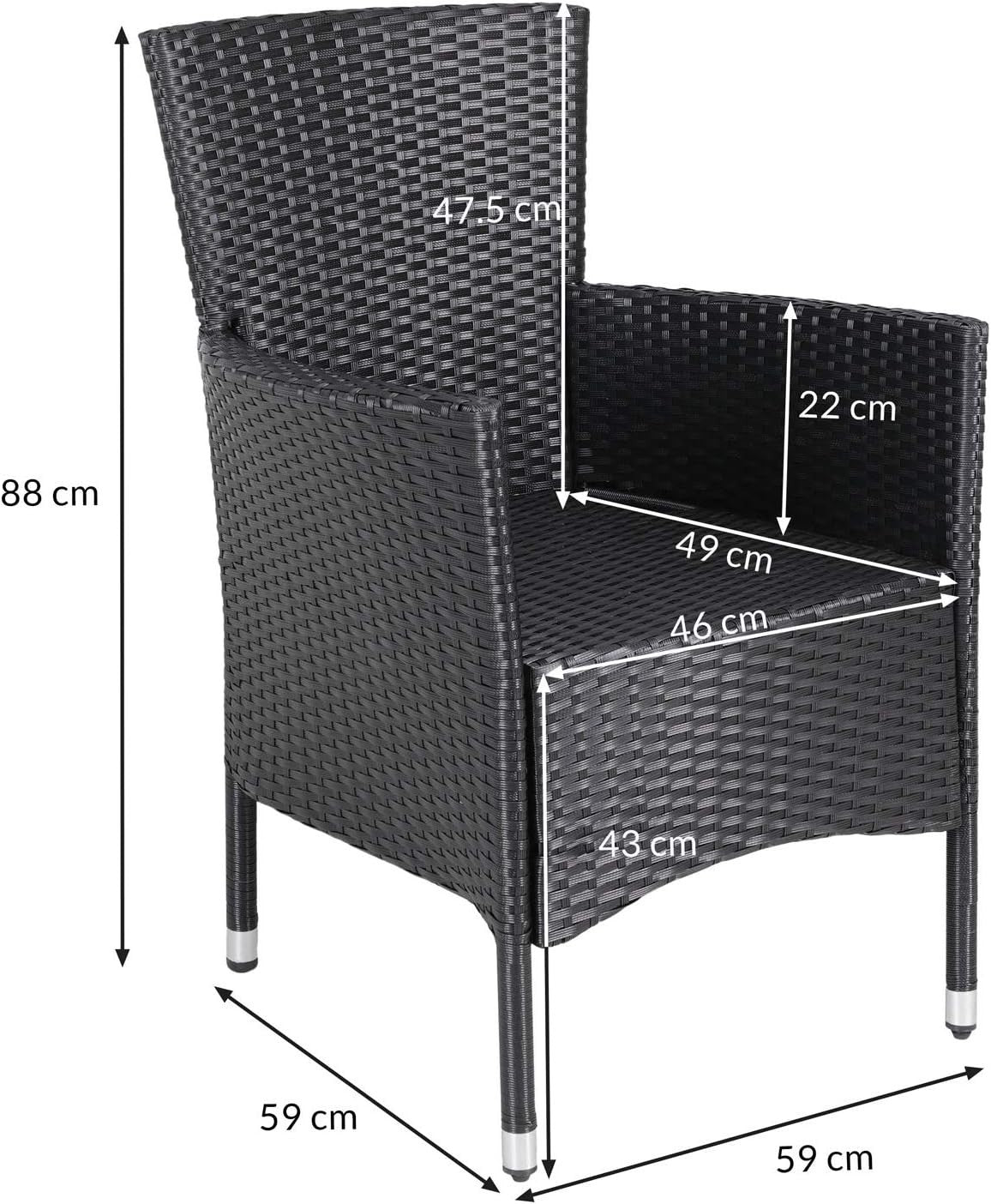 Luxury Rattan Patio Chairs Set of 4 Cushioned Stackable Outdoor Armchairs