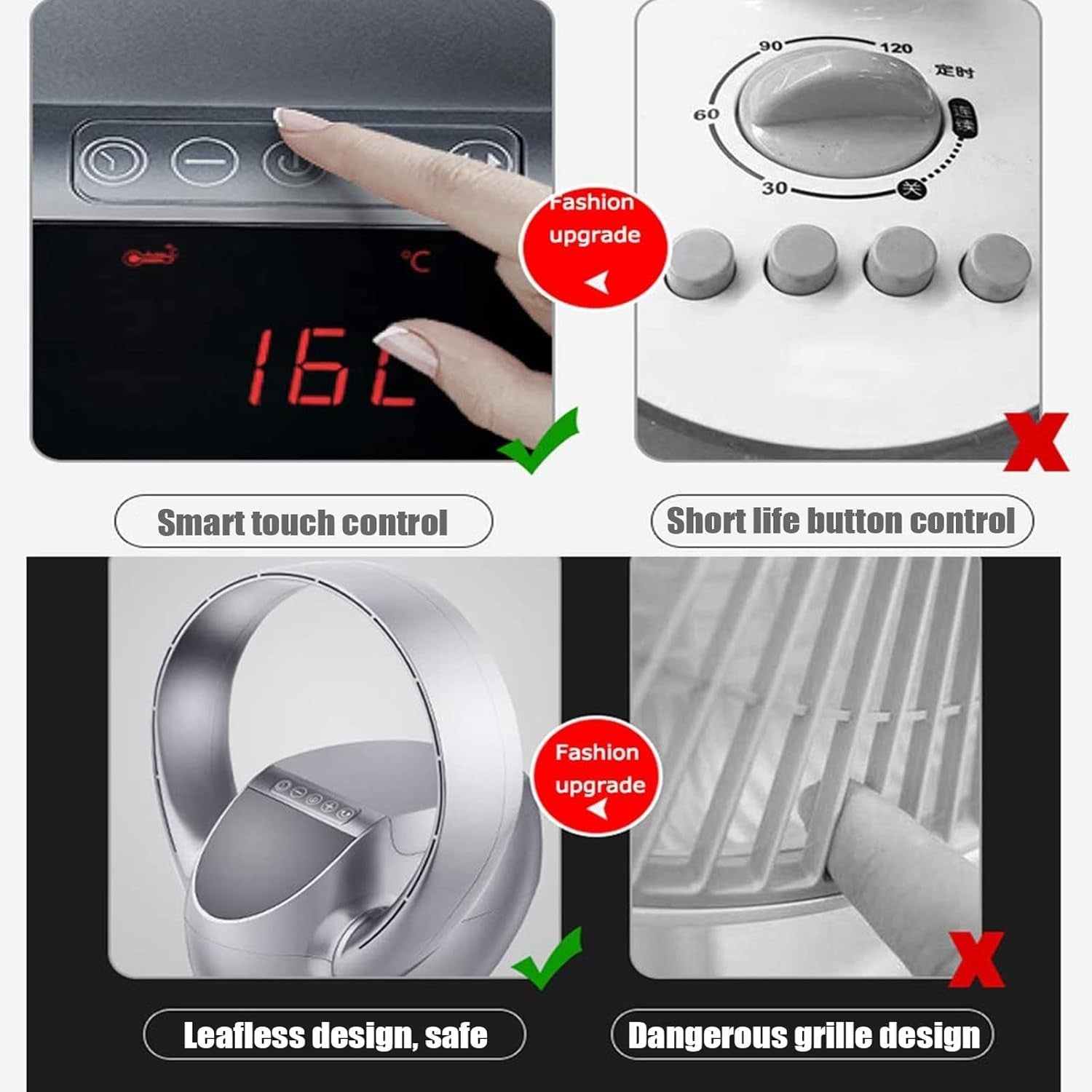 White Bladeless Wall & Floor Fan – 8-Speed Silent Remote Cooling Air Circulator