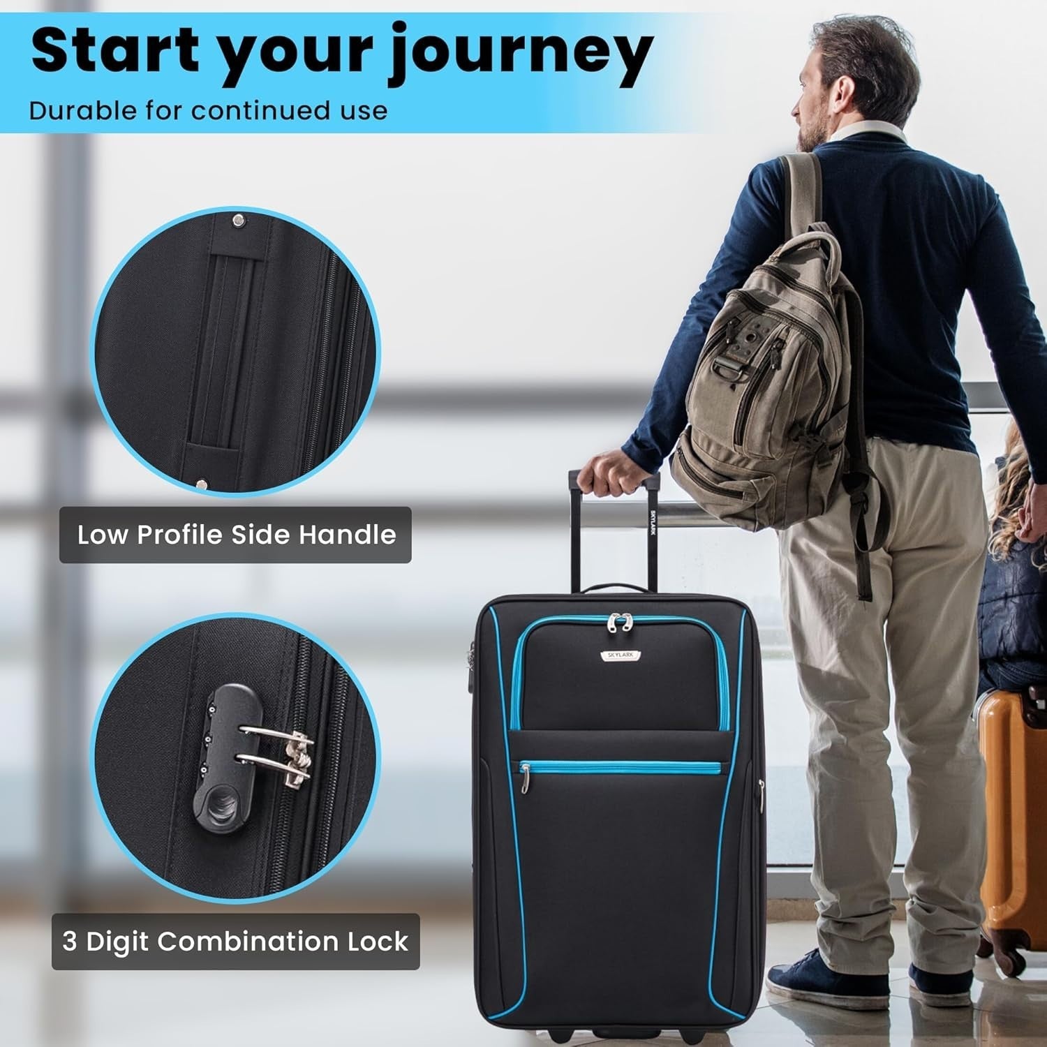 29'' Large Soft Shell Suitcase Expandable Lightweight Check In Luggage 2 Wheel
