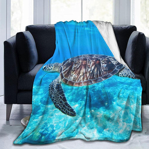 Blue Turtle Weighted Blanket 180x220 cm Flannel for Sofa, Bed & Camping