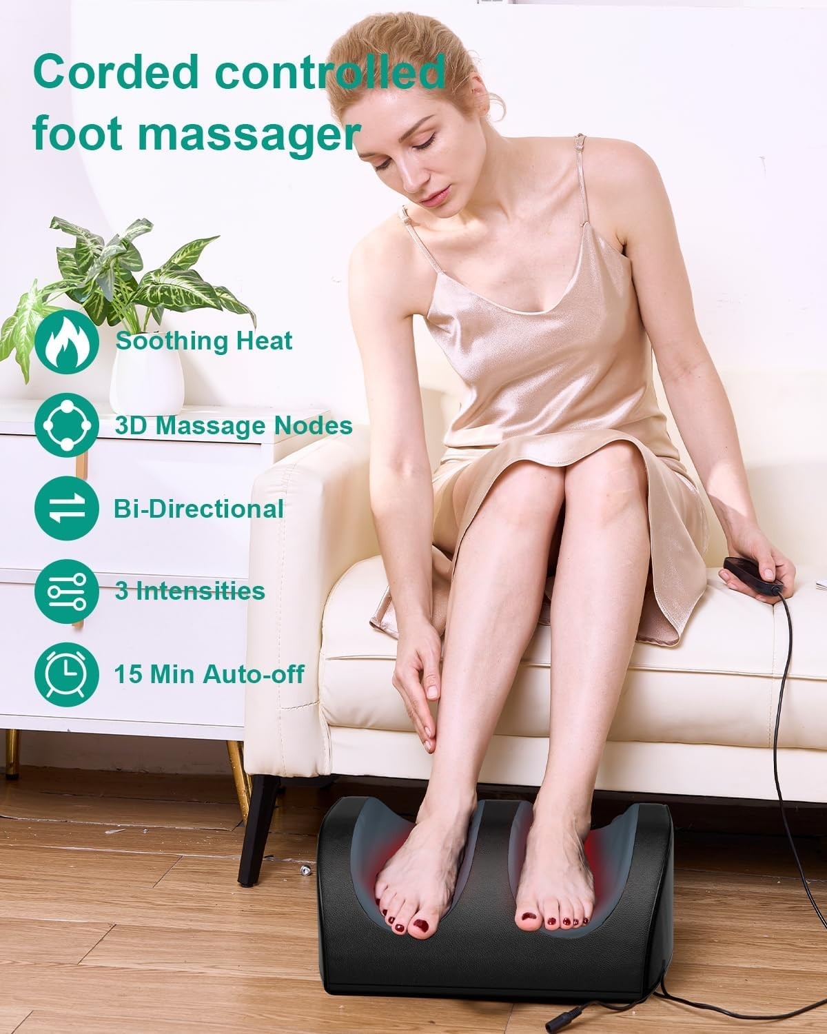 Shiatsu Foot Massager with Heat Deep Tissue Circulation Relief Leg Therapy