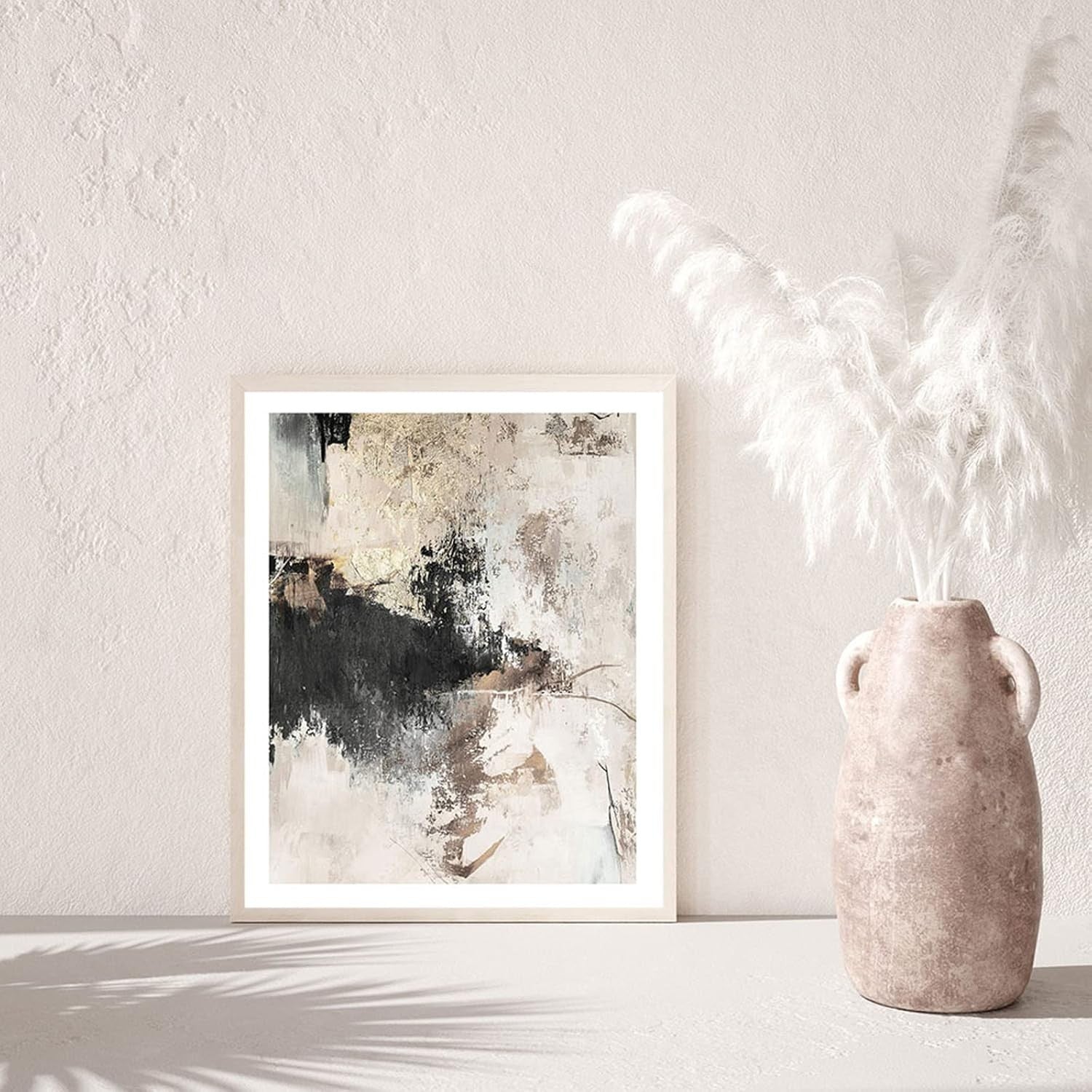 Abstract Beige Canvas Wall Art Set Grey Brown Modern Prints