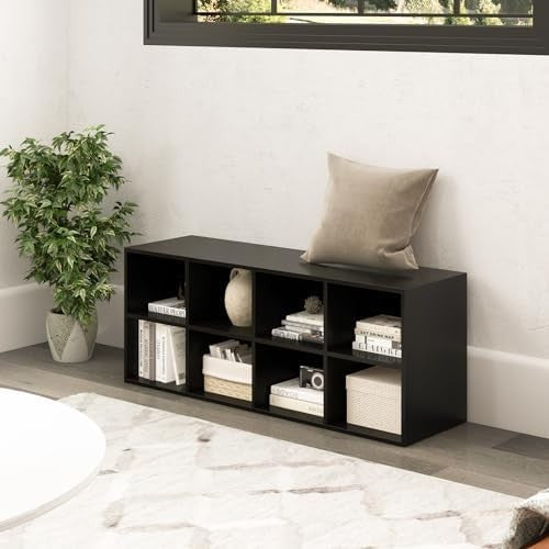 Modern Shoe Bench with 8 Compartments Storage Rack Seat for Hallway Bedroom