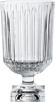Crystal Glass Flower Vase 32cm Tall Elegant Ribbed Pedestal Home Decor