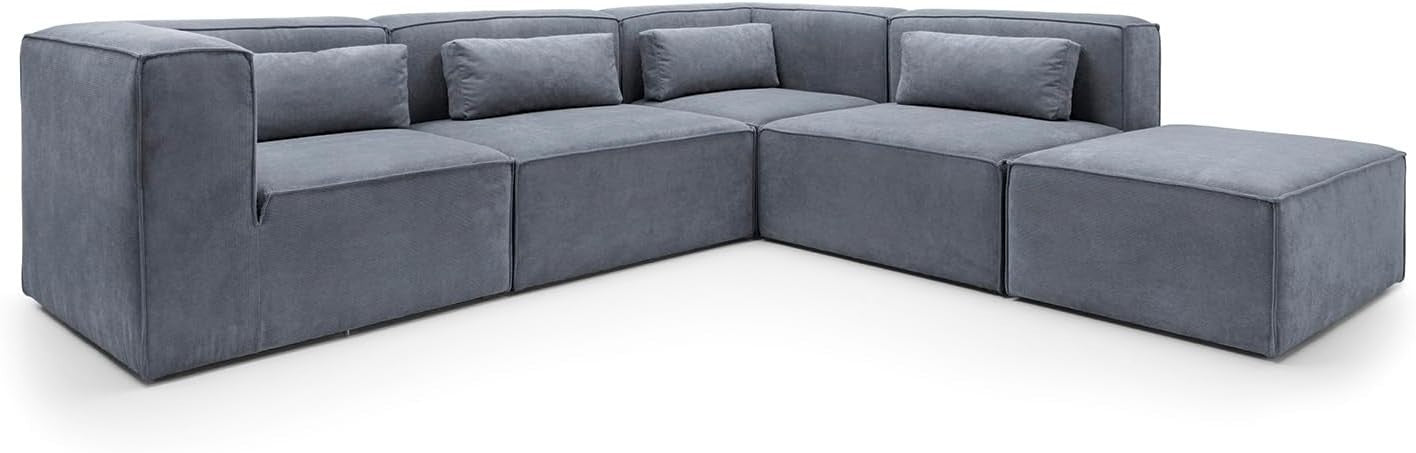 Dark Grey Corner Sofa 5 Seater Modular L Shape | 282x257x73cm Sectional