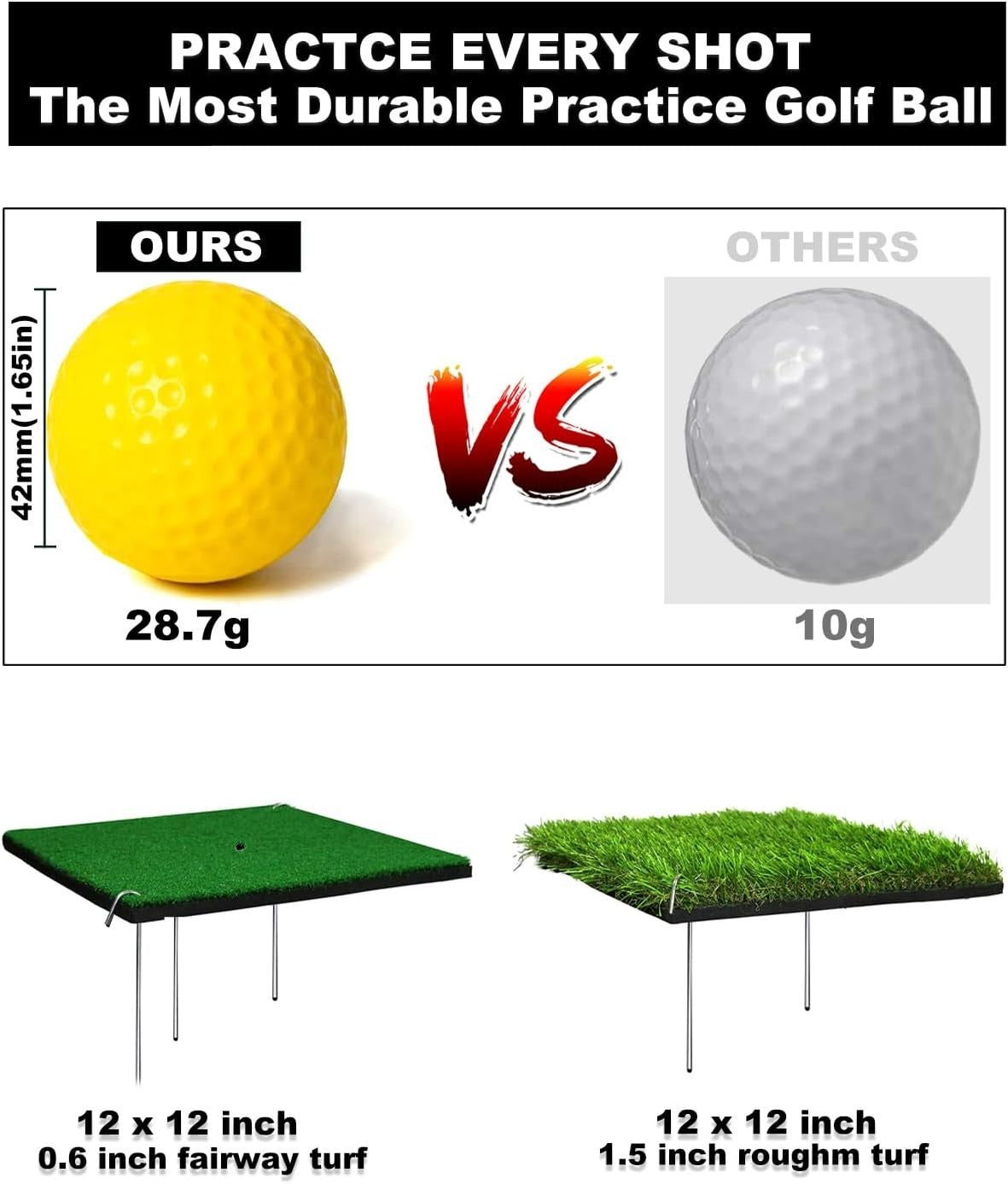 Golf Chipping Net Pop Up Practice Set w/ Balls Dual Mats Indoor Outdoor