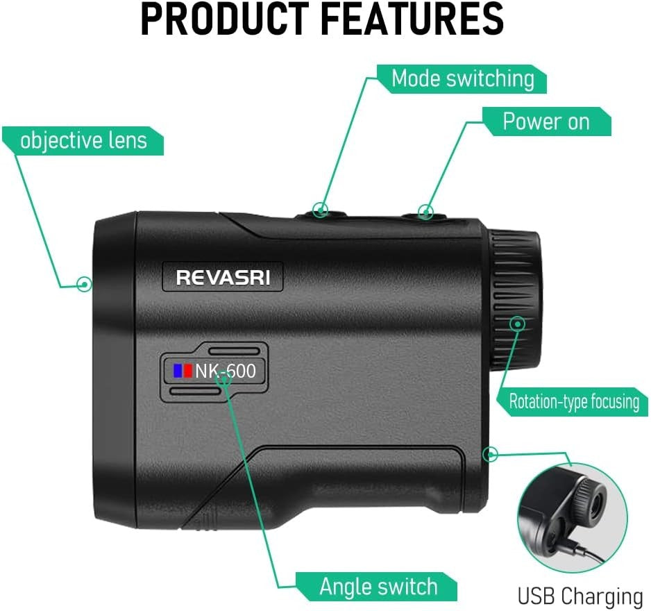Golf Range Finder 650 Yards Slope Pin Lock Vibration Scan USB Rechargeable