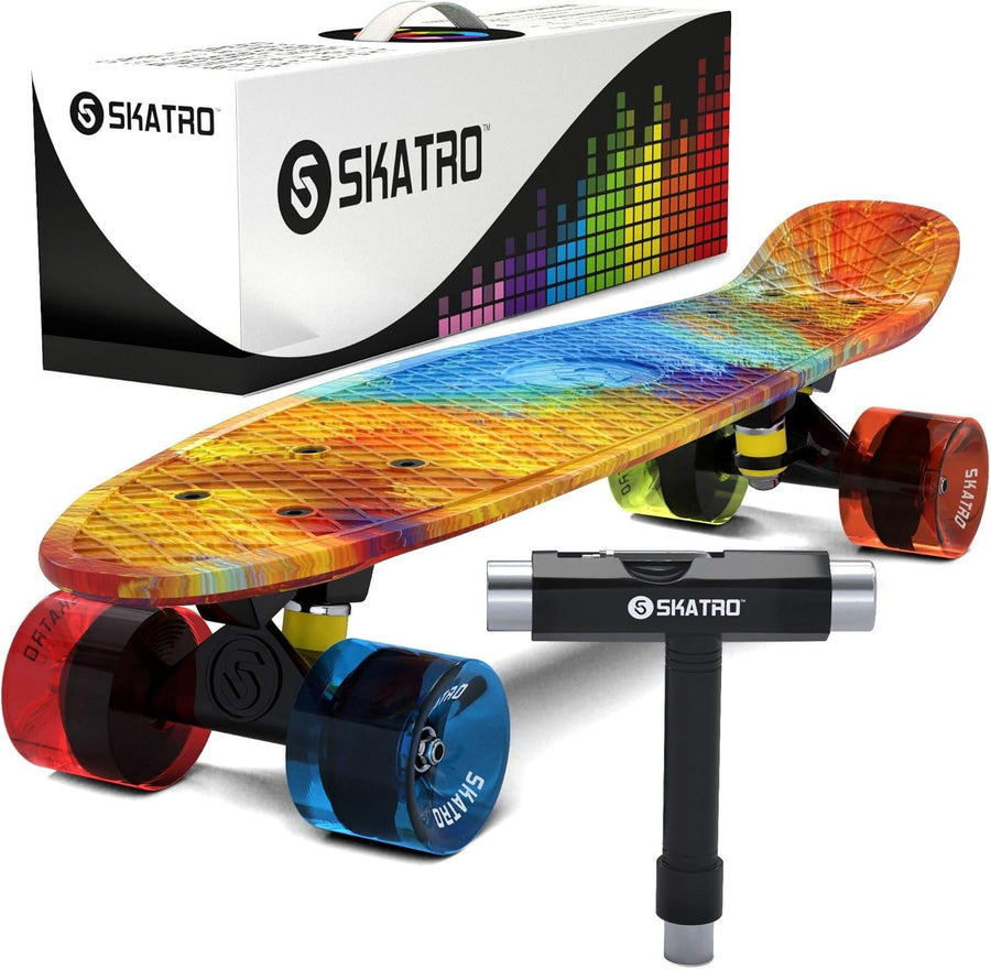 22" Mini Cruiser Skateboard Picasso Plastic & Aluminum Rainbow Board