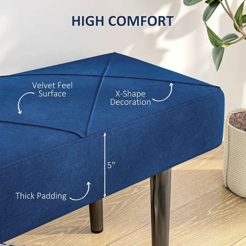 Half-Circle Tufted Ottoman Bench Padded Seat Antique Wood Accent 140cm