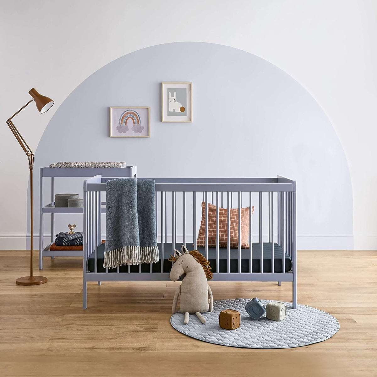 White & Natural Baby Clothes Rail with Shoe Shelf 137cm