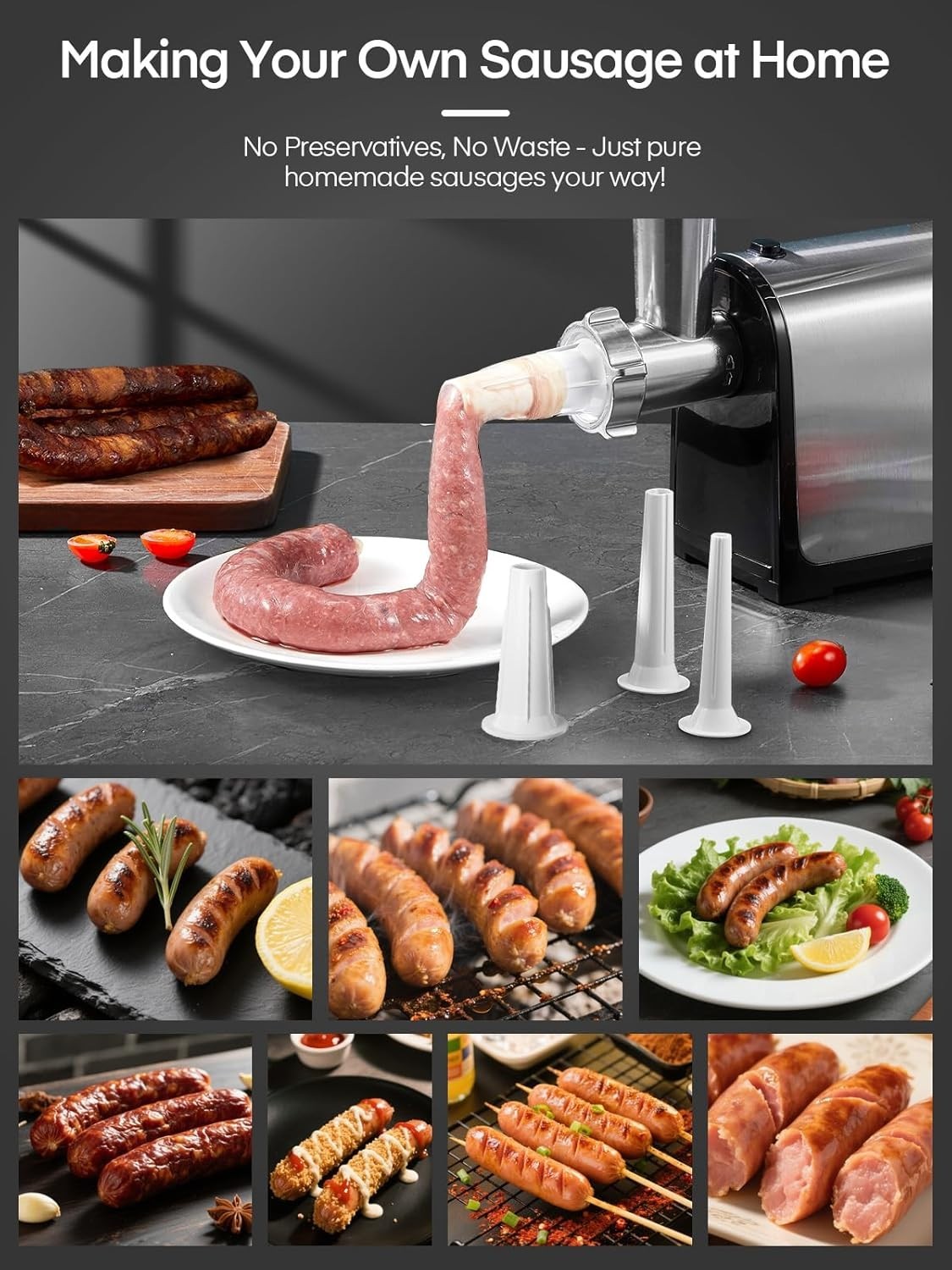 3000W Electric Meat Grinder Sausage Stuffer Mincer Kubbe Maker Kit