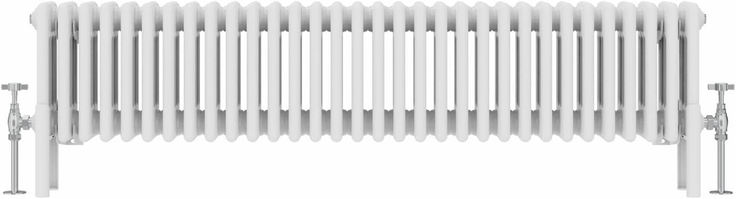 4 Column Horizontal Radiator 300x1460mm White Cast Iron Style
