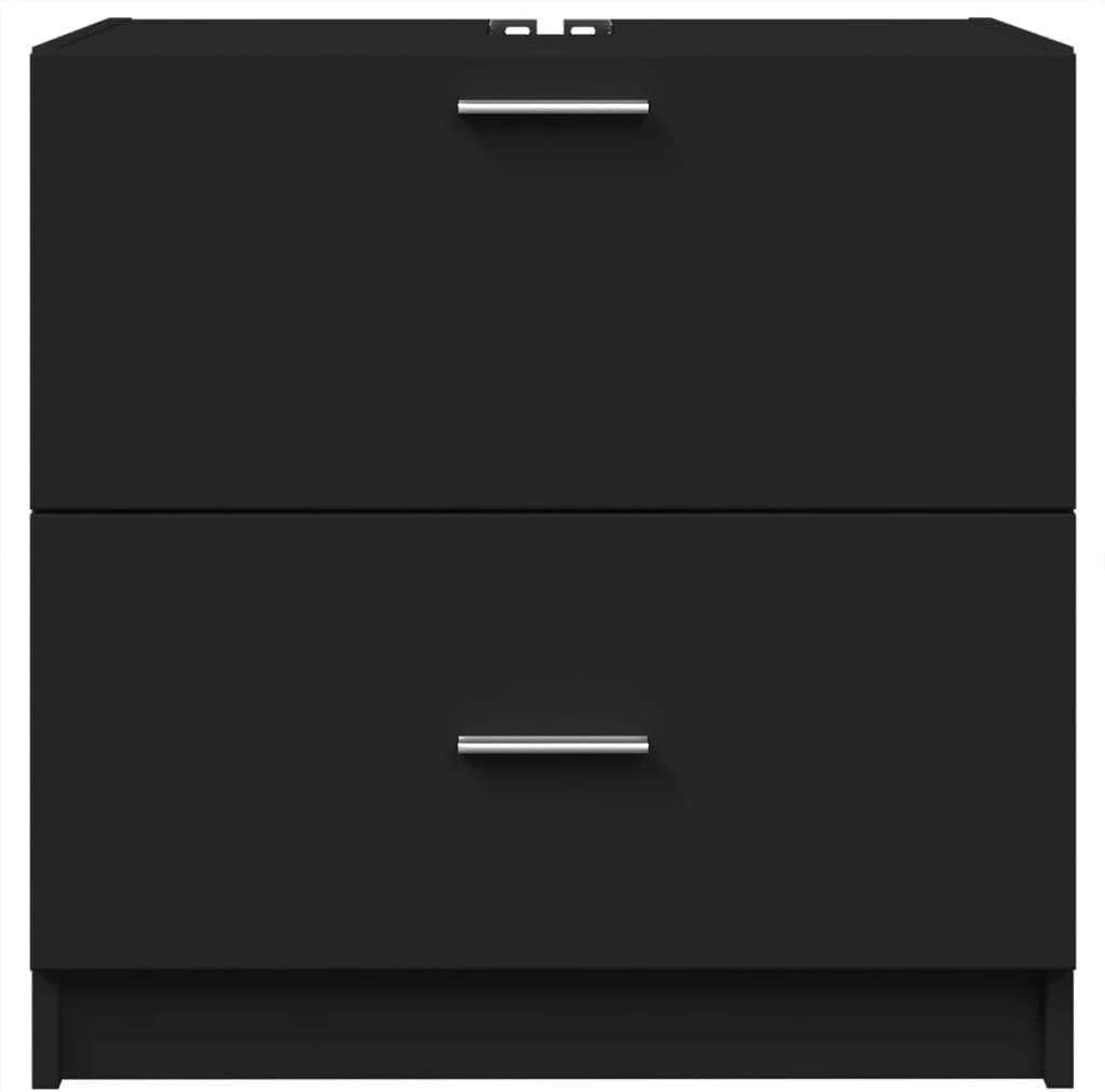 Black Under Sink Bathroom Cabinet 59x37x59cm Modern Vanity Storage Unit