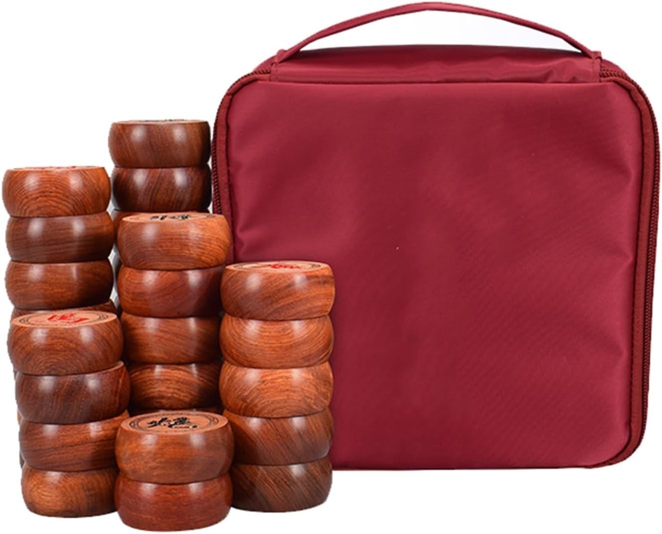 Xiangqi Chinese Chess Set Large Rosewood Pieces Leather Foldable Travel Board