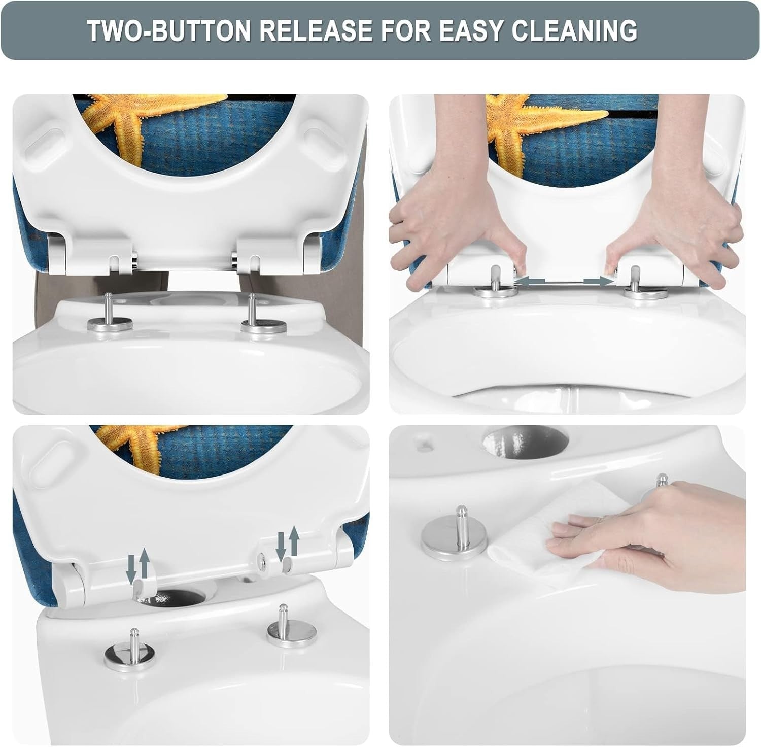 Toilet Seat Quick Release O-Shape Duroplast Starfish 45x37cm