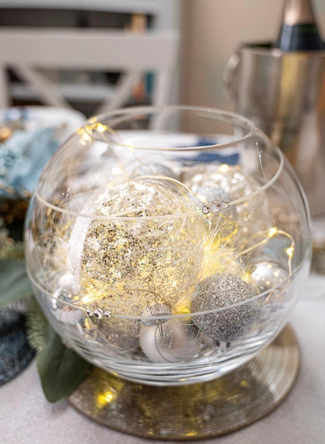 Crystal Glass Sphere Vase 20cm Round Bowl Floral Centrepiece Decor