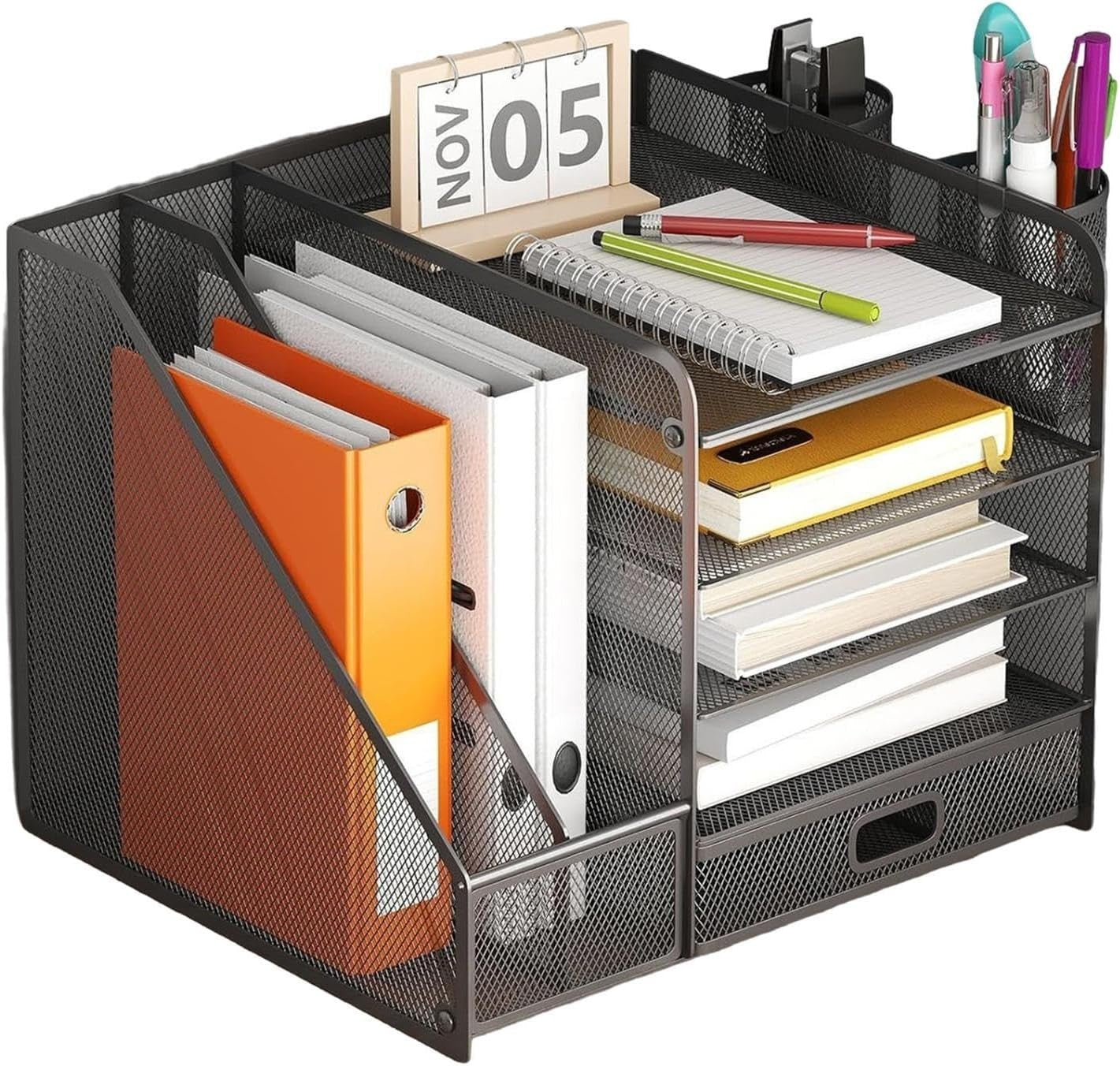 Desk Organiser with Drawers 5 Tier Metal Storage Rack Makeup Office