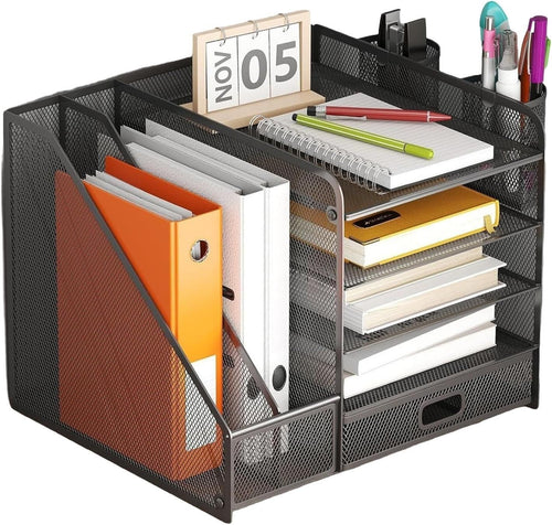 Desk Organiser with Drawers 5 Tier Metal Storage Rack Makeup Office