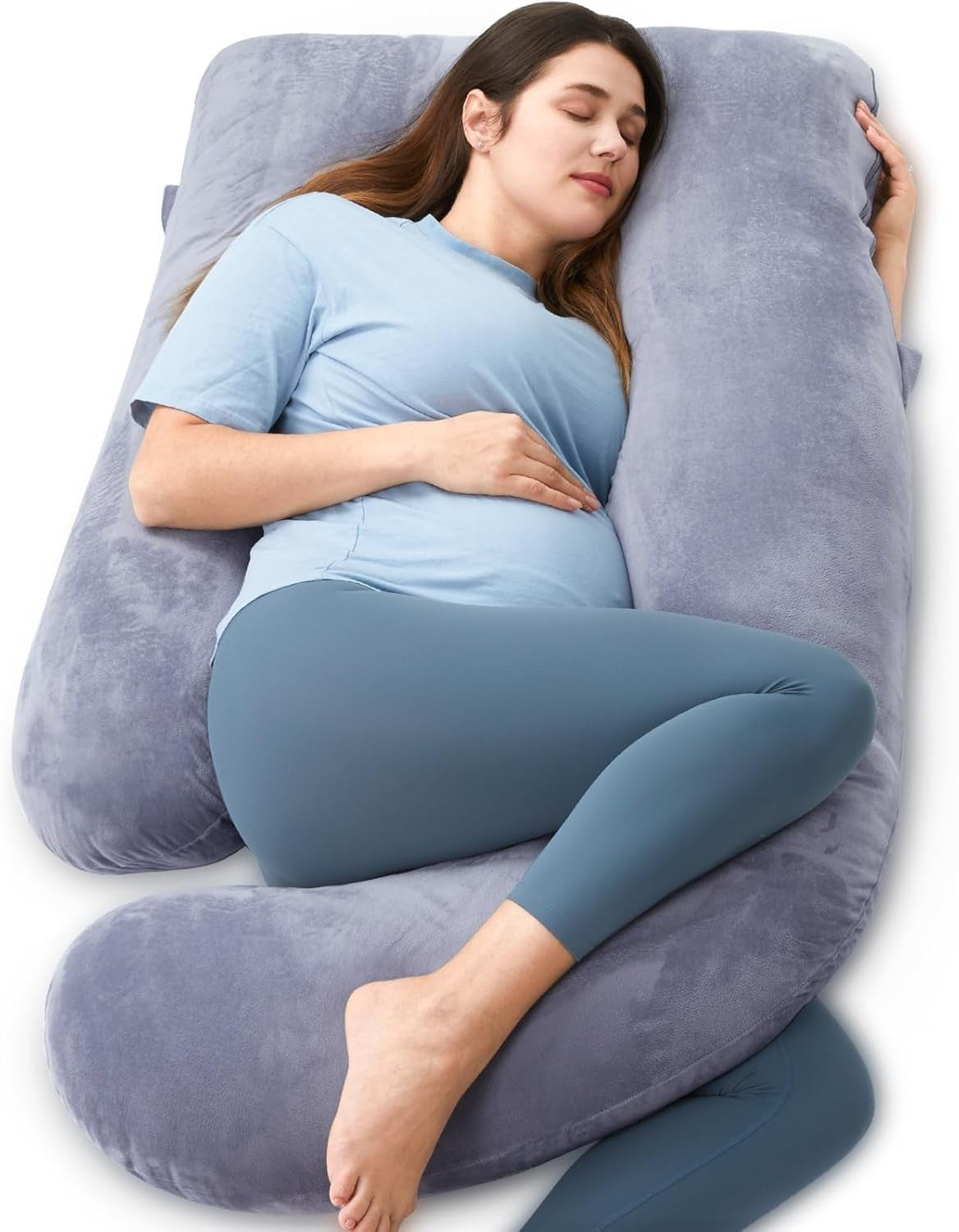 Full Body Pregnancy Pillow 57” Maternity Support for Back Belly Hips Side Sleepe