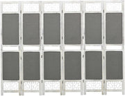 6 Panel Grey Room Divider 210x165cm Folding Privacy Screen Wood Frame