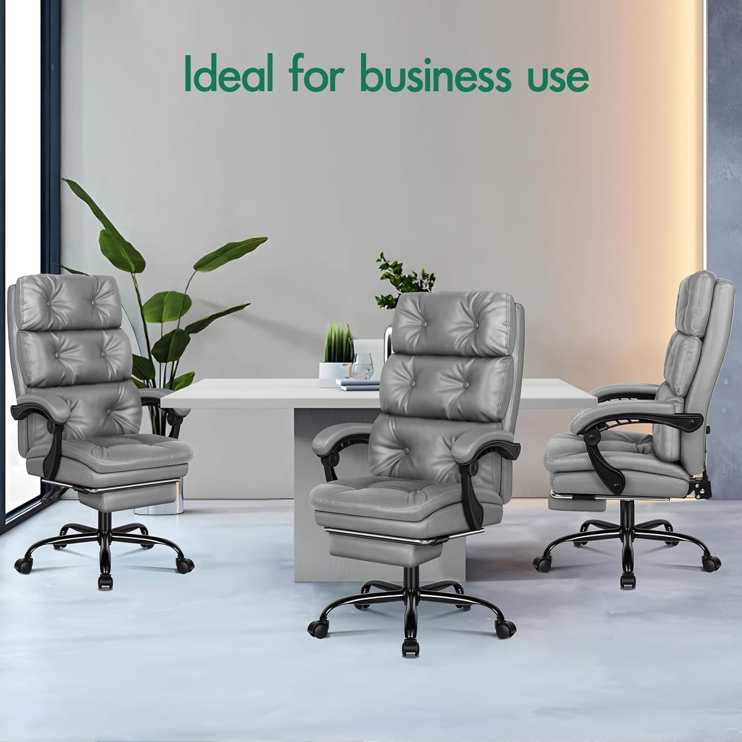 Executive Office Chair Recliner w/ Footrest 180kg PU Leather