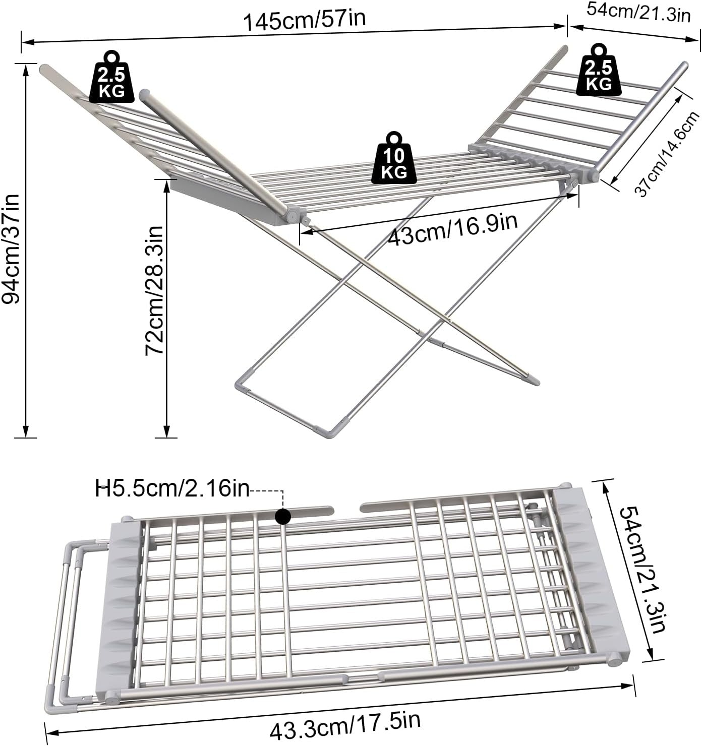 Heated Clothes Airer Foldable Winged Electric Indoor Drying Rack 230W