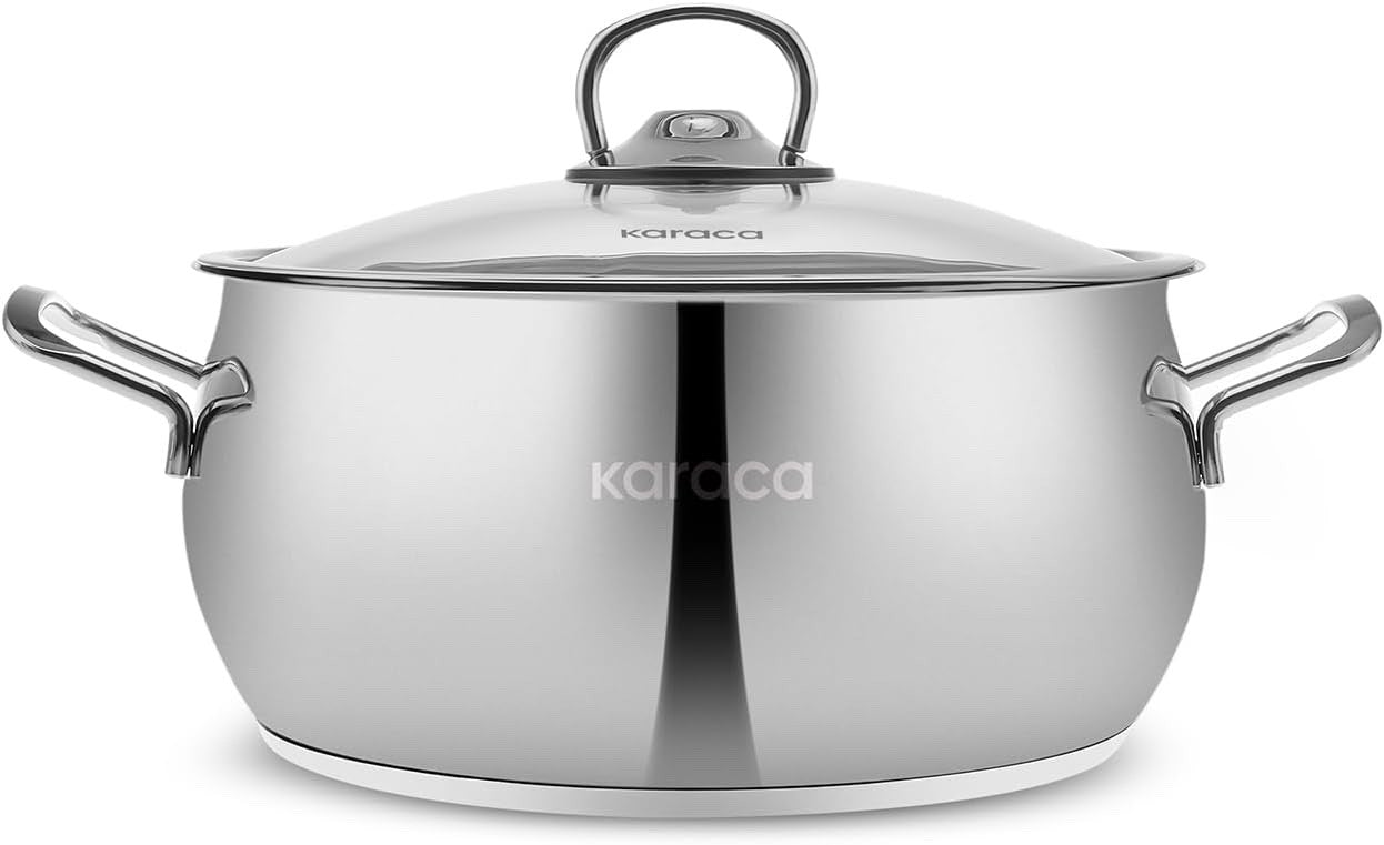 13pc Stainless Steel Induction Cookware Set with Glass Lids & Storage Containers