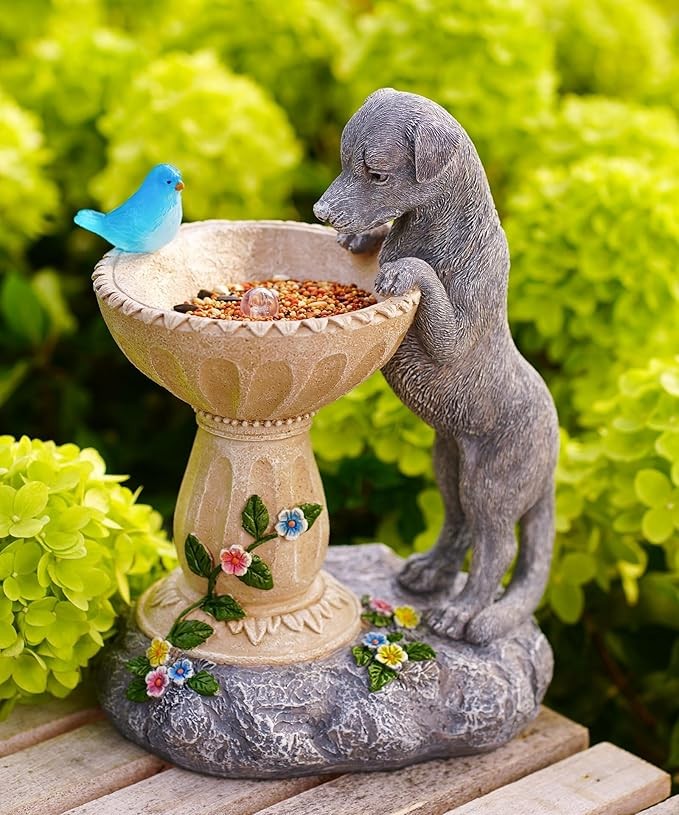 Dachshund Dog Bird Bath Garden Statue – Outdoor Ornament Sculpture Gift