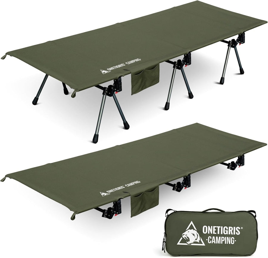 Heavy Duty Portable Camping Cot Adjustable Height Foldable Bed Outdoor