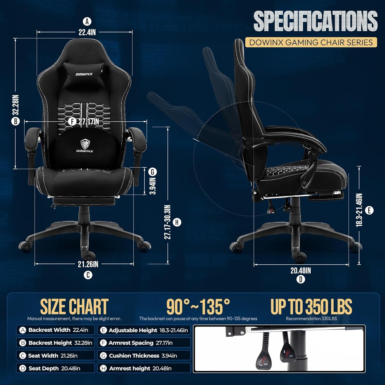 Heated Massage Gaming Chair Recliner with Footrest Ergonomic Black