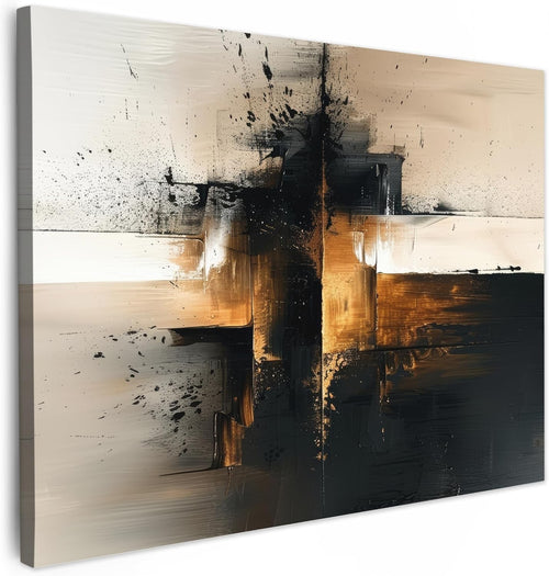 Black Gold Abstract Canvas Wall Art 40x30cm Modern Framed Print