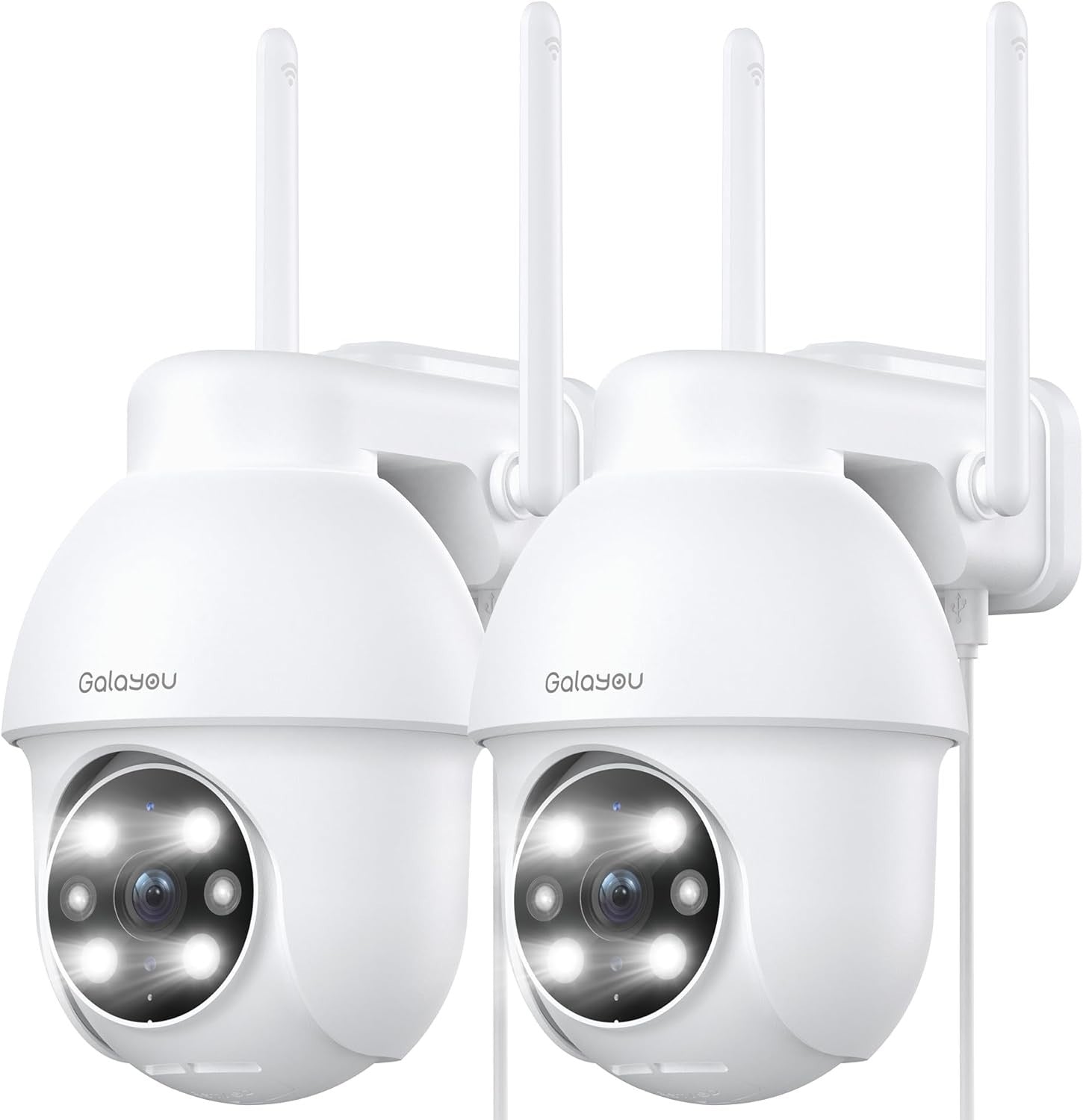 2 Pack 2K Security Camera Outdoor 360° WiFi CCTV Color Night Vision