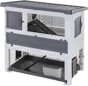 Large Outdoor Rabbit Hutch Double Floor Weatherproof Easy Clean Lodge