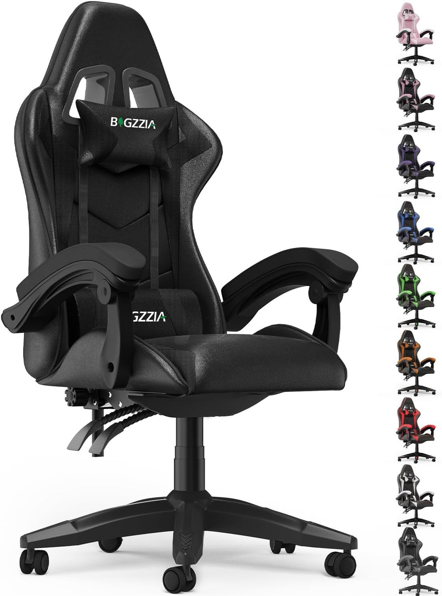Ergonomic Gaming Chair Pure Black Reclining Adjustable Office Seat