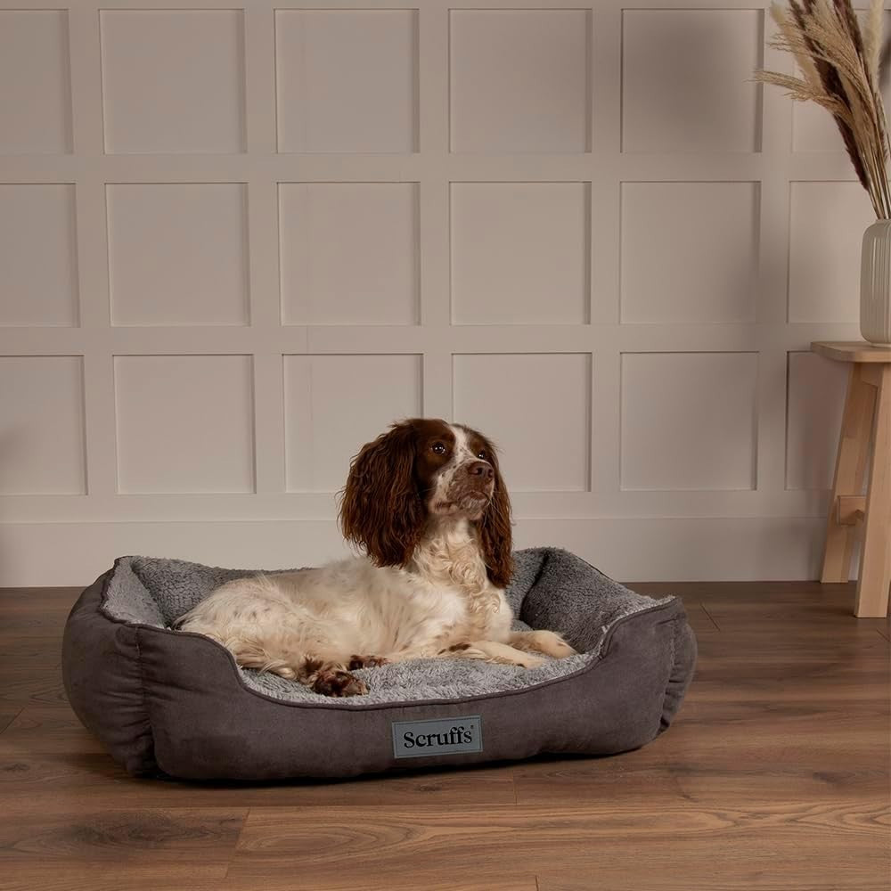Large Dog Box Bed 75x60cm Grey Washable Non Slip