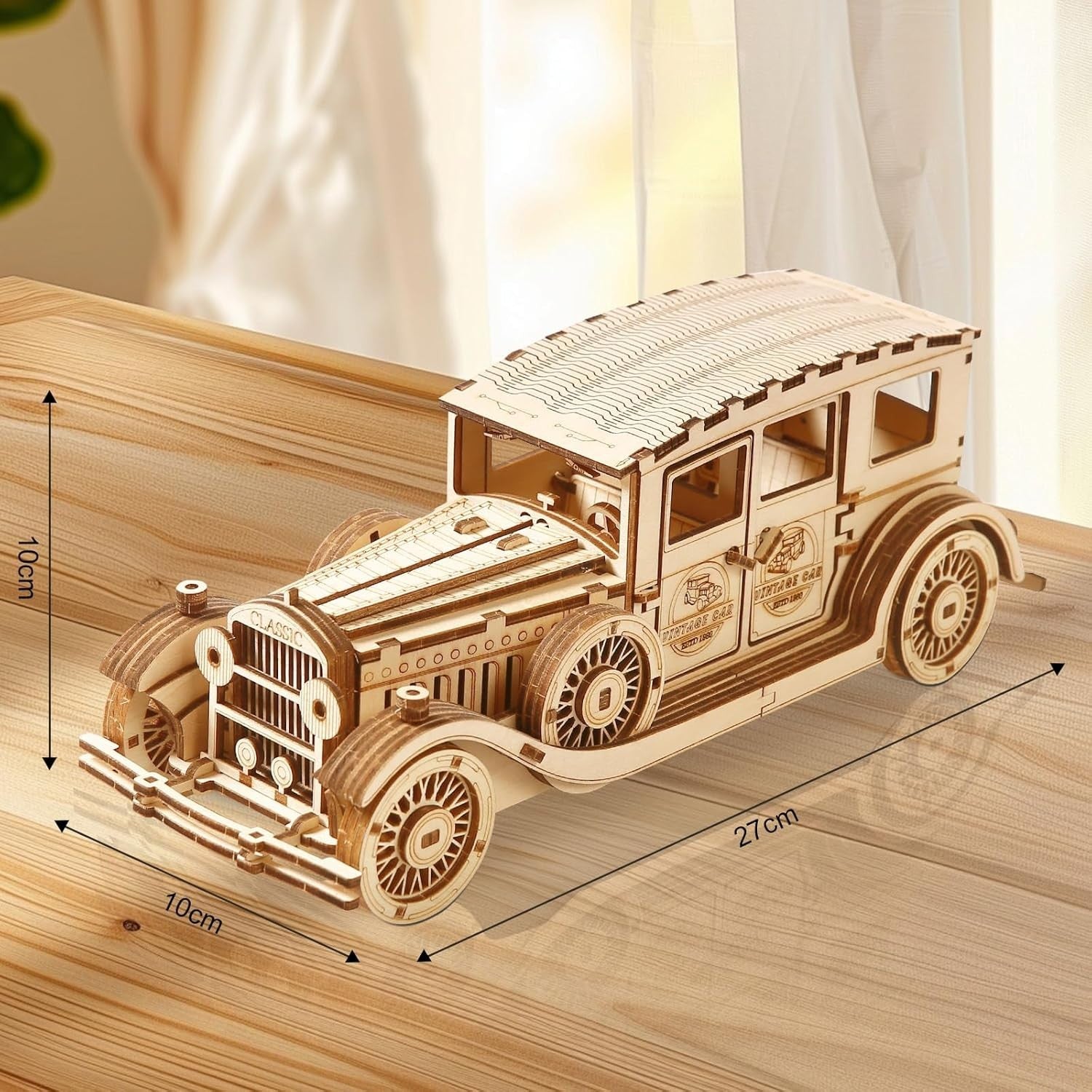 3D Wooden Vintage Car Puzzle DIY Model Kit – Build & Display, Gift Idea