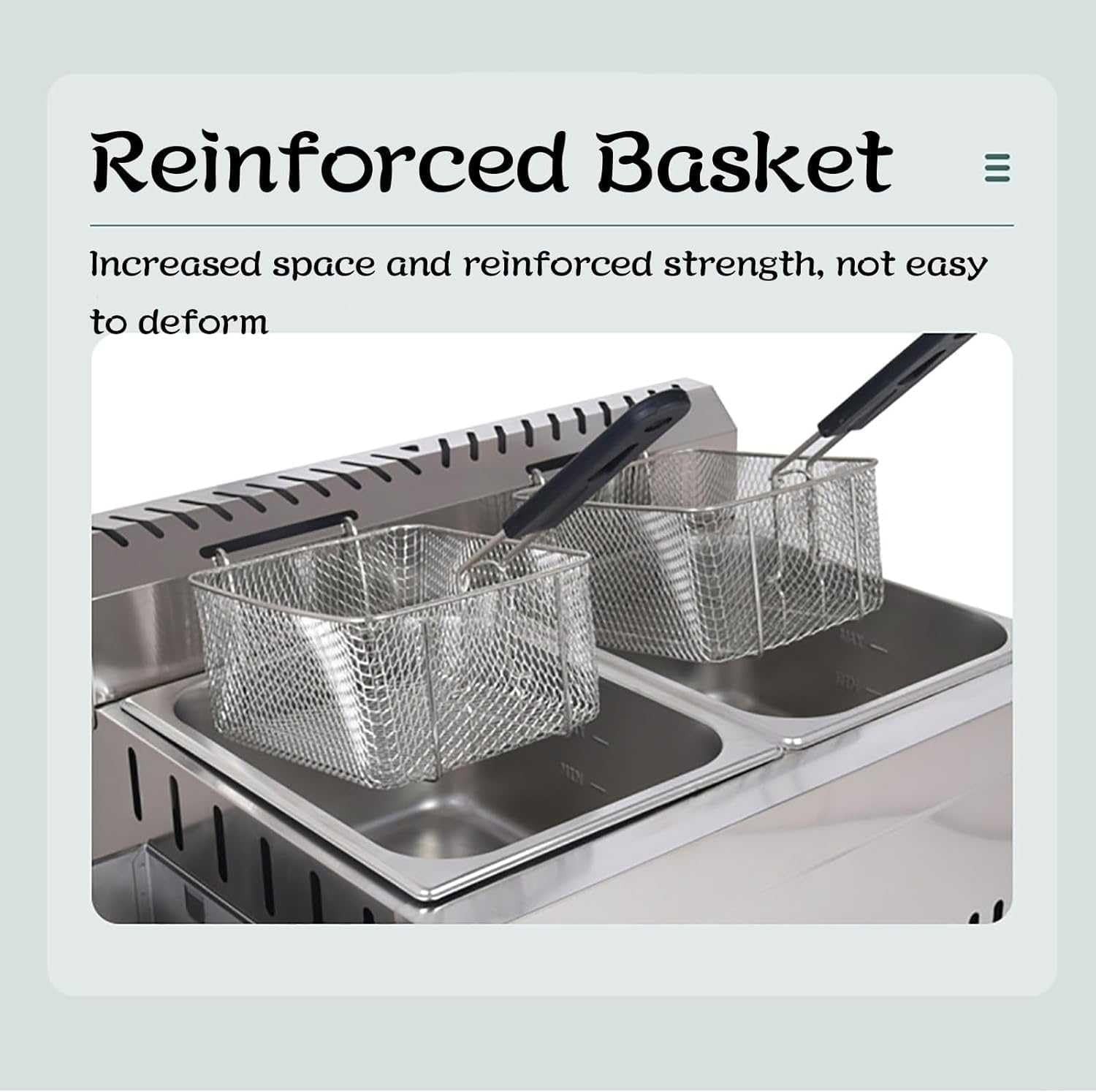 Commercial Gas Deep Fryer Stainless Steel Desktop LPG Fryer Basket Lid